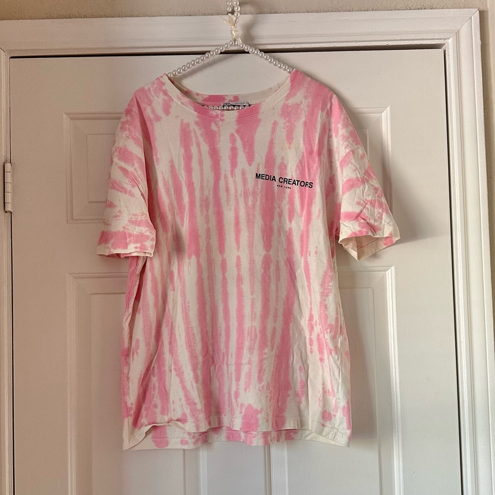 Zara Media Creators Pink Tie-Dye Tee